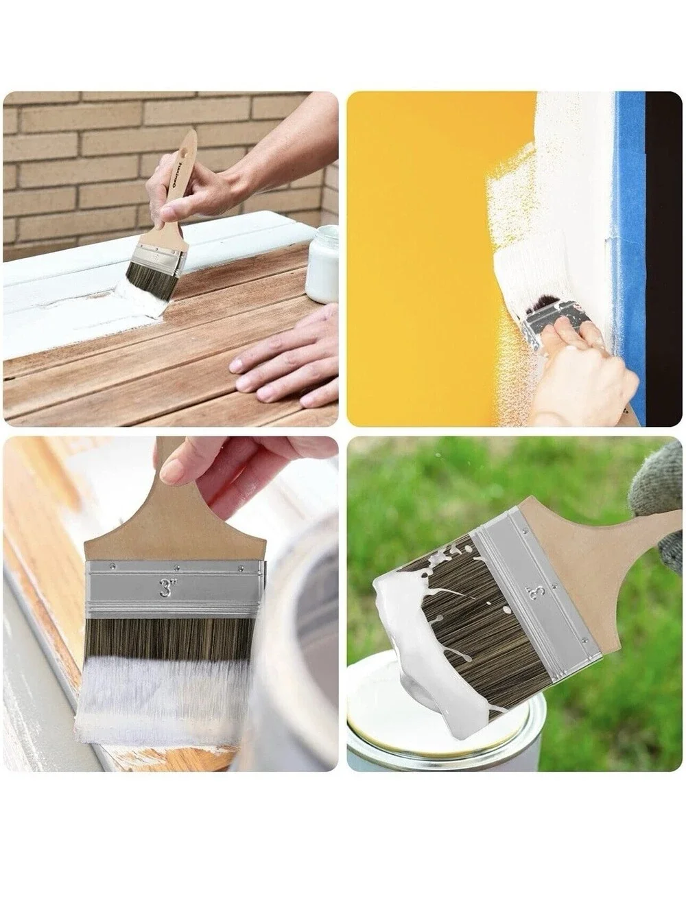 Double Thick Paint Brush Set 5 Pack Wood Handle Stain Varnish Wall Fence 1-2.5in